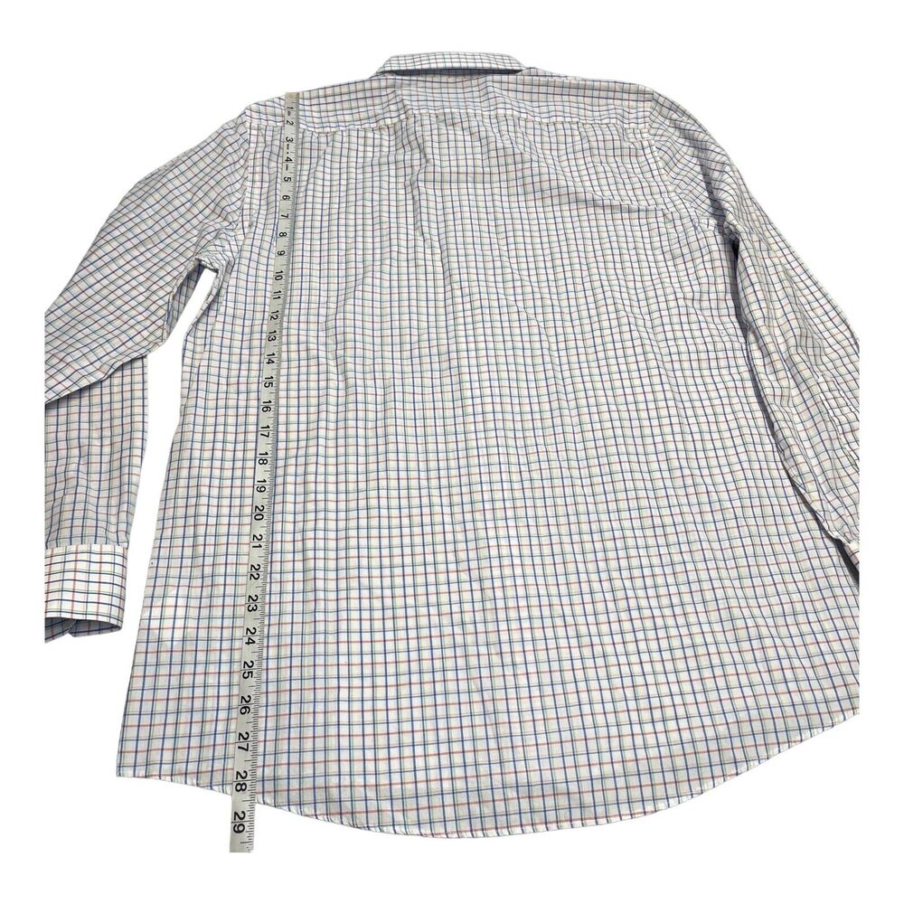 Stafford Dress Shirt Men's 16 Multicolor Plaid Cotton Fitted Long Sleeve Formal - Picture 5 of 6